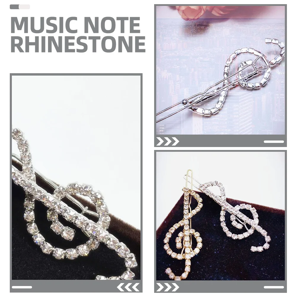 

2Pcs Music Note Hair Clips Rhinestone Sparkling Barrette Hair Accessories for Women Nightclub Party Costume Barrettes Music Note