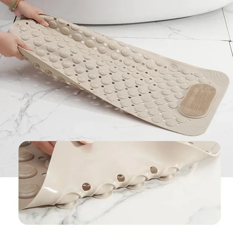 Non-Slip Shower Mat Quick Drying Safety Bathroom Bath Mats with Drain Hole Suction Cups Floor Mat Massage Brush Foot Pads