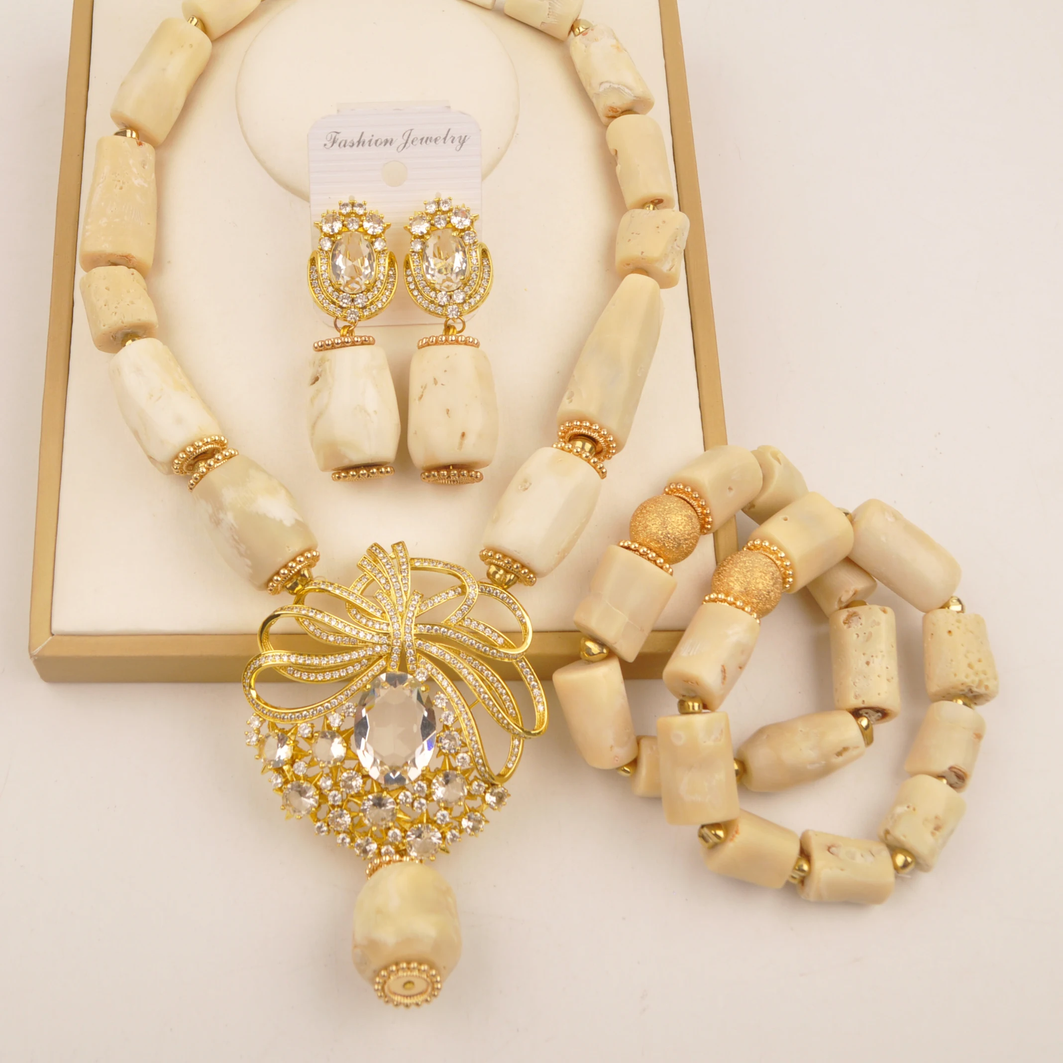 

Beautiful African Wedding Beads White Coral Jewelry Set for Nigerian Weddings