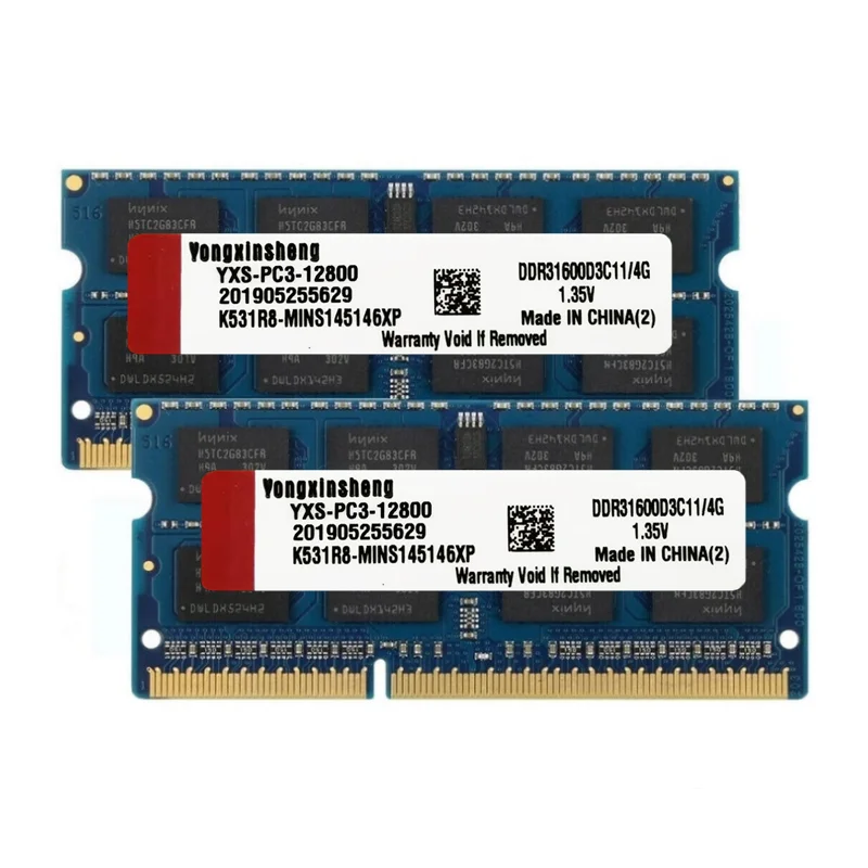 DDR3 DDR3L 4GB 8GB 1600MHz ذاكرة الكمبيوتر المحمول العالمية PC3L-12800 غير ECC 1.35V 204Pin SODIMM RAM لأجهزة الكمبيوتر المحمول المفكرة CL11 غير المخزنة