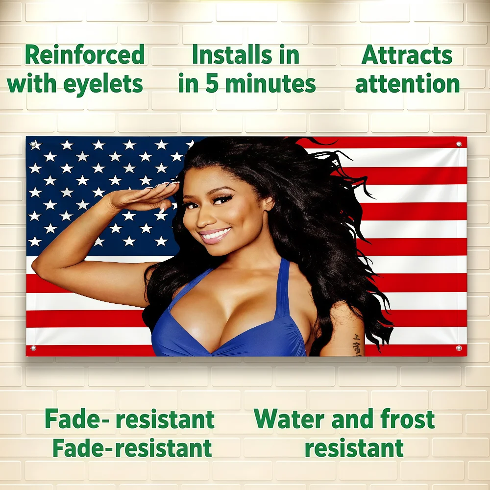 Tobago Rapper N-Nicki Minaj flag For Room Dorm Camping Picnic Art Style Garage Bar wall Decoration Banner
