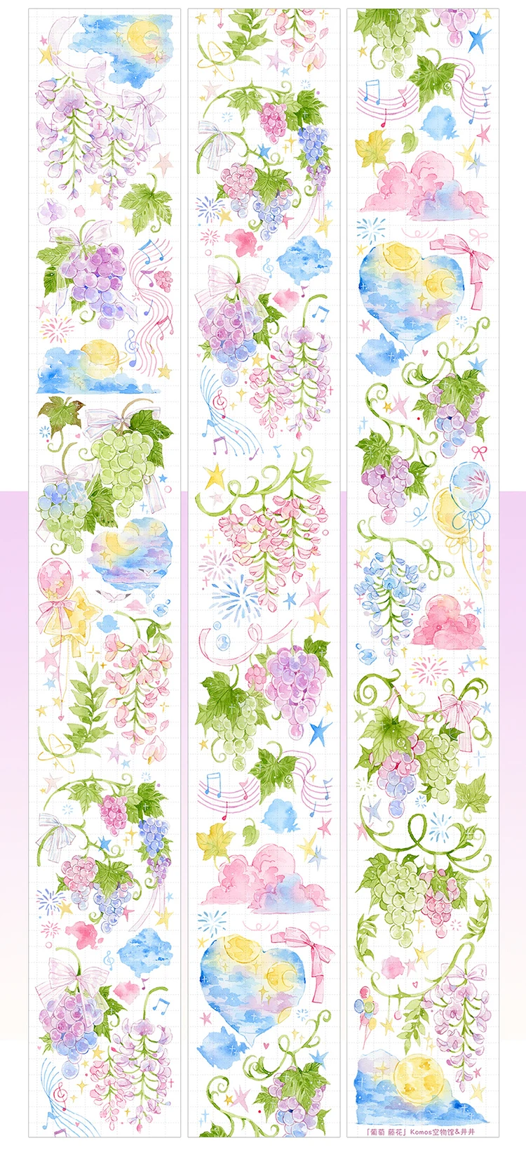 1 Loop Komos Grapes and Flowers Washi PET Tape