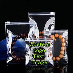 100PCS Light Blue Plastic Zipper Jewelry Bag DIY Custom Logo PVC Anti-oxidation Rings Beads Trinkets Toys Gift Packaging Pouches
