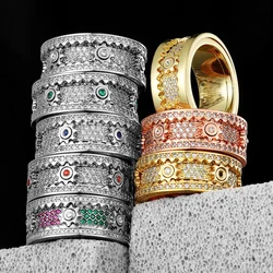 Fidget Spinner Gemstone Gear Men Rings Stainless Steel Women Jewelry Punk New in Rock Hip Hop Fashion Accessories Gift Wholesale