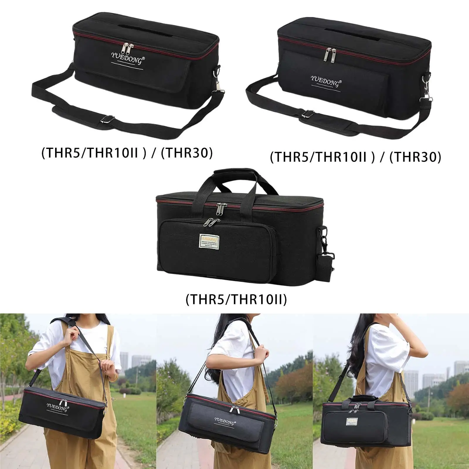 Shockproof Speaker Travel Case Adjustable Shoulder Strap Instrument Bag with Front Pocket for Small Accessories