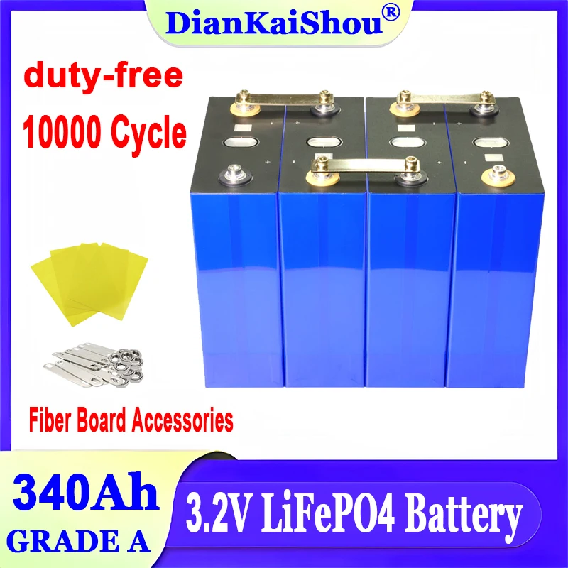 

New Grade A 3.2V 340Ah Lifepo4 10000 cycles Rechargeable Battery Lithium Iron Phosphate DIY 12v 24v Travel Solar Golf Cart Yacht