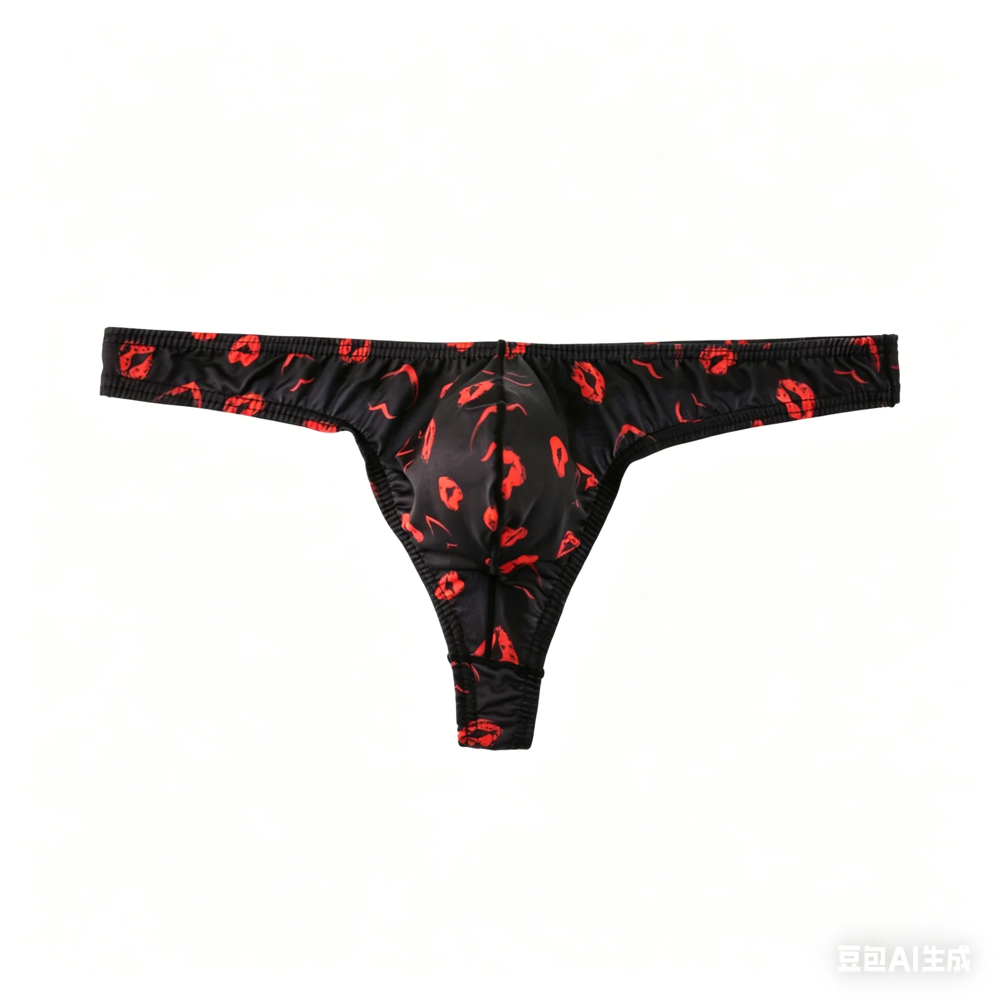 Men's Bulge Lips Print Ice Silk Thong Gays Low Rise U Pouch Sexy Breathable Underwear Sissy Erotic Open Buttocks Mini Underpants