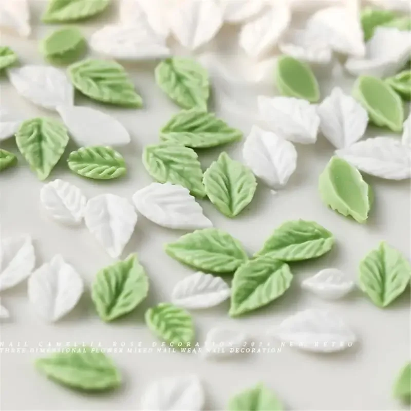 Miniature White And Green Leaves The Actual Glowing Wholesale Very Detailed Versatile Innovative Luminous Nail Decoration