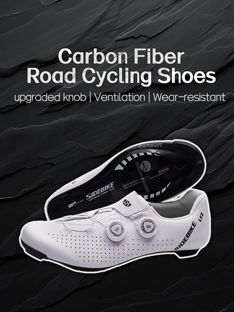 AliExpress NONE Ultralight Men's Road Bike Sneakers 14 Level Hardness Carbon Fiber Clipless Shoes Self-locking Cycling Cleat Shoes Professional
