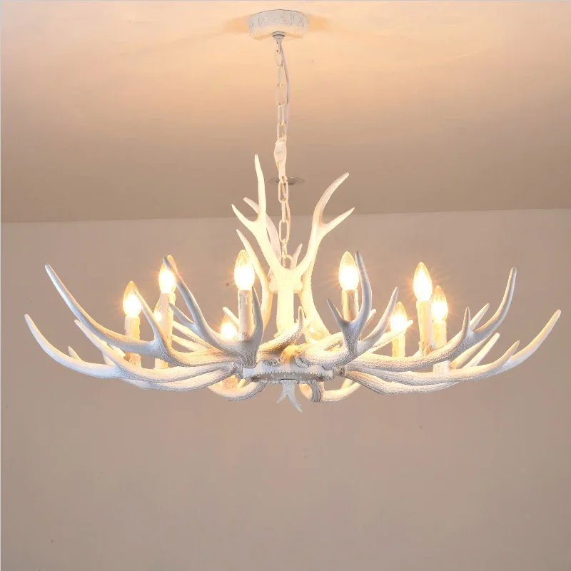 

Modern white Antler Chandelier Novelty Lustre light for Dining room Europe Resin Chandeliers Lighting Living Room