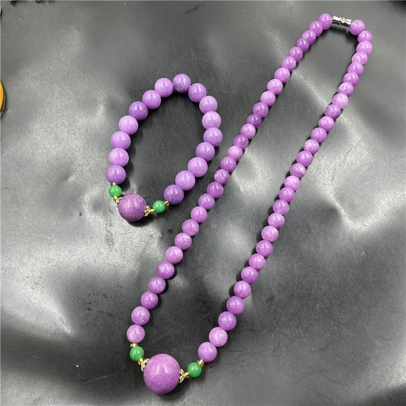 

Affordable Jade Violet Emerald Jade Round Bead Necklace Women's Collarbone Chain Purple Jade Bracelet Special Offer