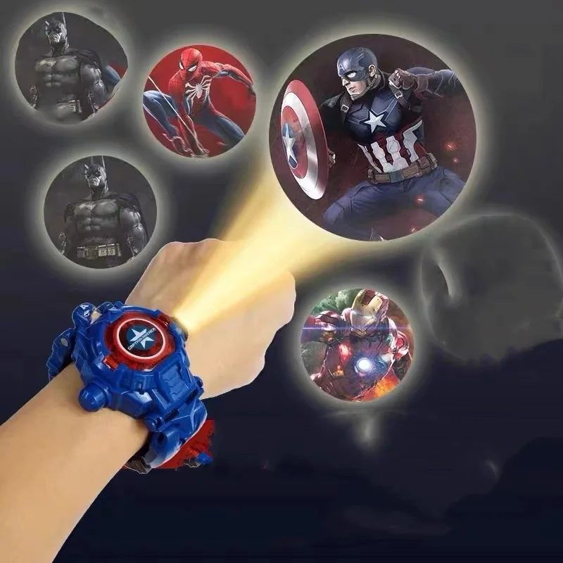 Marvel Spider Man Anime Watch Toy Action Doll Iron Man Captain America Toy Watch Gift Between Friends