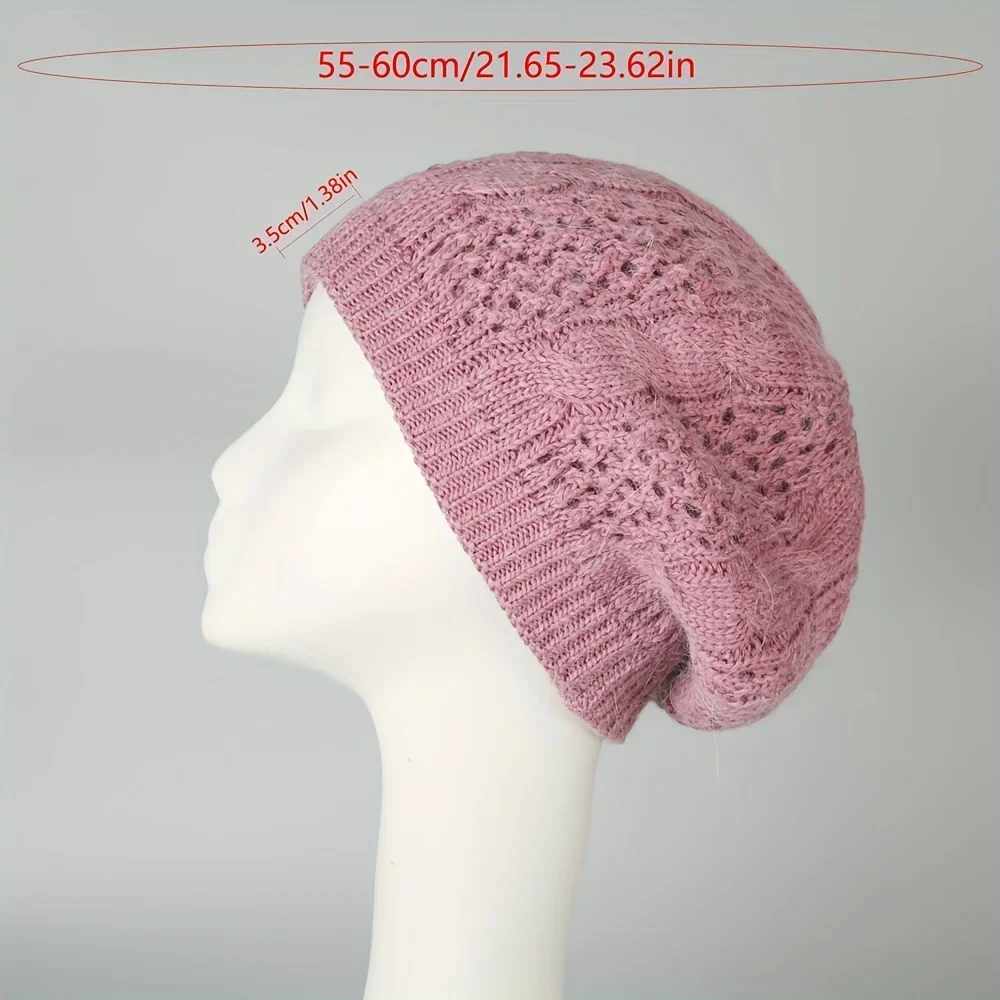 2024 New Hat Women\'s Autumn/Winter Belle Fashion Winter Women\'s Knitted Wool Headband Pile Hat Imitation Rabbit Hair