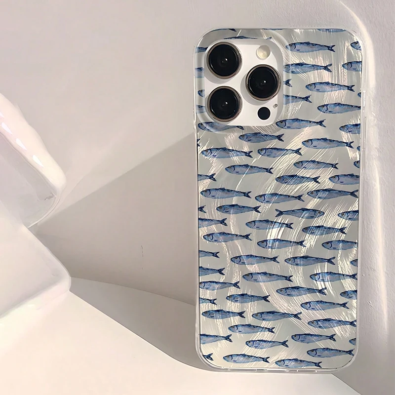 Minimalist Fish Pattern IMD Glossy Smooth Phone Case For Samsung Galaxy S26 ultra S25 S24 S23 S22 S21 Plus FE A56 A55 A54 A53