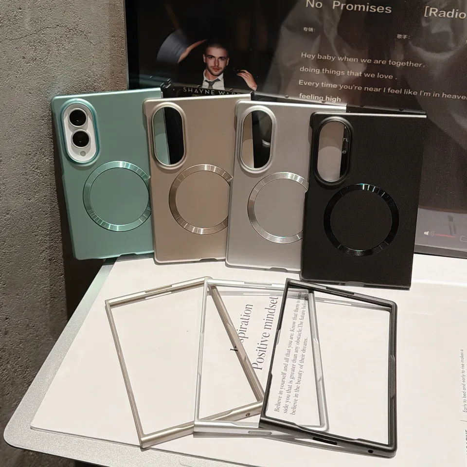 Funda nueva esmerilada mate con sensación de piel para Magsafe para Samsung Galaxy Z Fold 8 Ultra 7 6 5 4 3 Fold8, cubierta con pintura metálica y carga inalámbrica 6