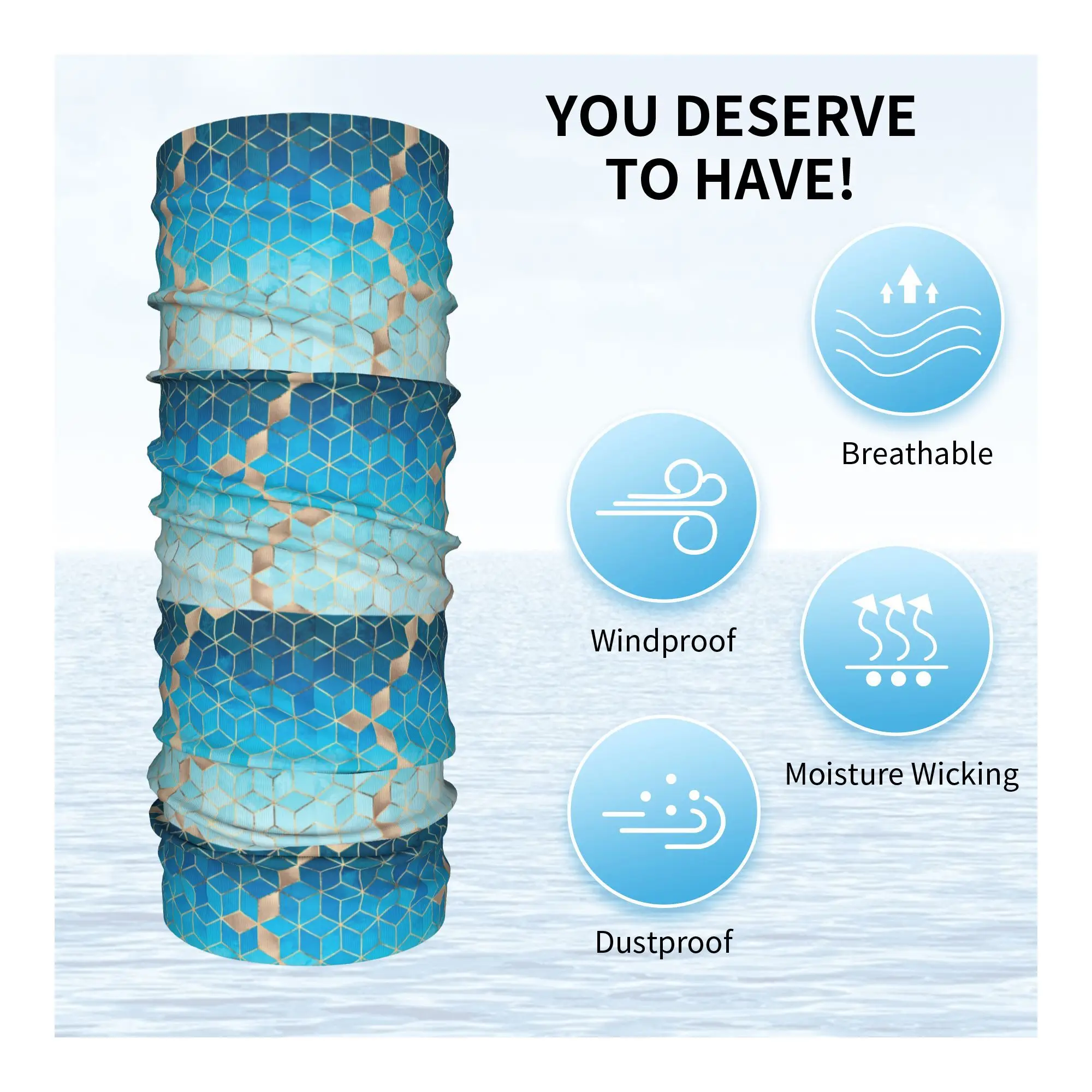 مكعبات البحر والسماء باندانا الرقبة الجراب قناع مطبوع وشاح دافئ عقال ركوب الخيل للجنسين الكبار كل موسم