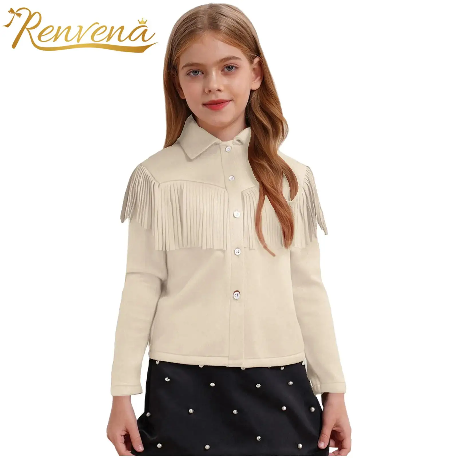 Children Fringed Shirts Top with Hat Kids Boy Girl Western Cowboy Costume Halloween Carnival Cowgirl Stage Performance Outfit
