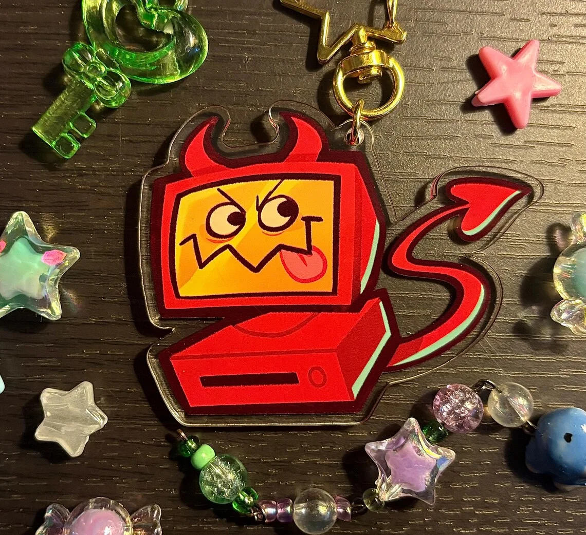Edgar Electric Dreams 2.5 Inch Reversible Acrylic Charm Or Keychain Creative Unique Design Polyester Resin Fashion Jewelry