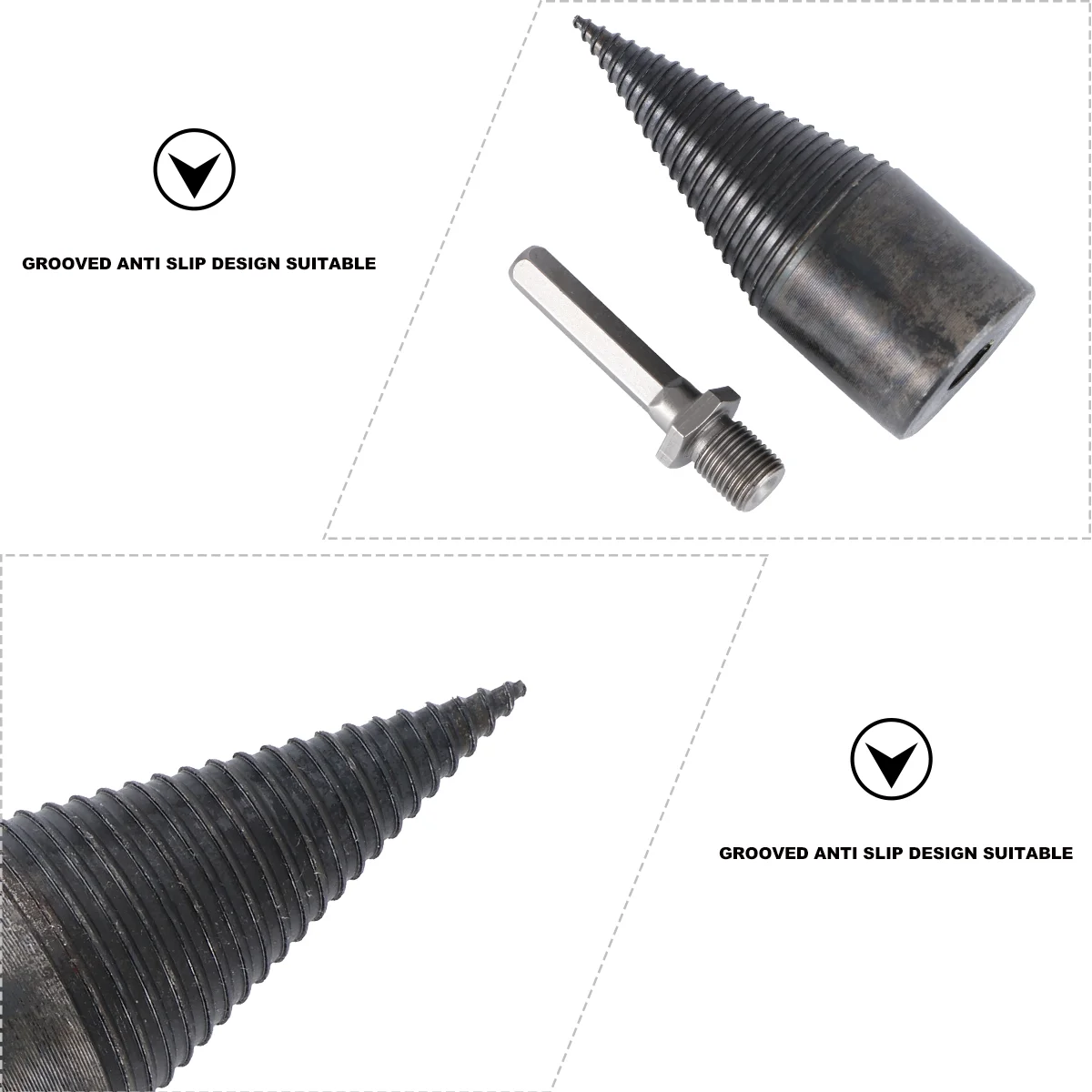 38mm Hexagonal Handle Chopping Wood Drill Firewood Drill Bit Chop Wood Splitting Tool Size M ( 8mm Hex Handle)