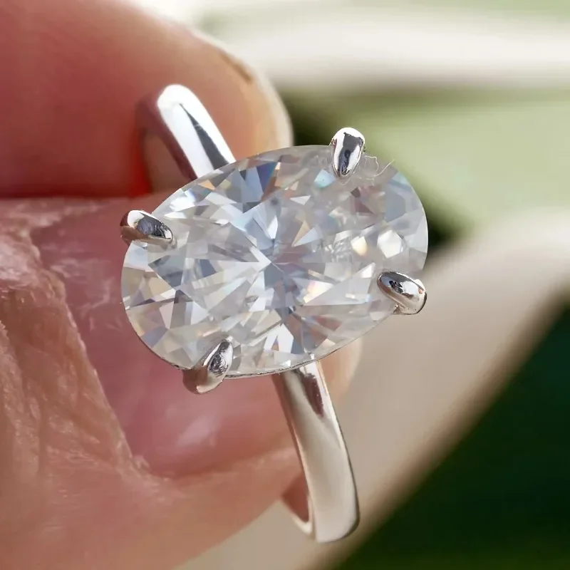 

Jianjie Light Luxury Women's Oval Cut Cubic Zirconia Rings Wedding Engagement Shining Tail Ring Dazzling Accessories Trend