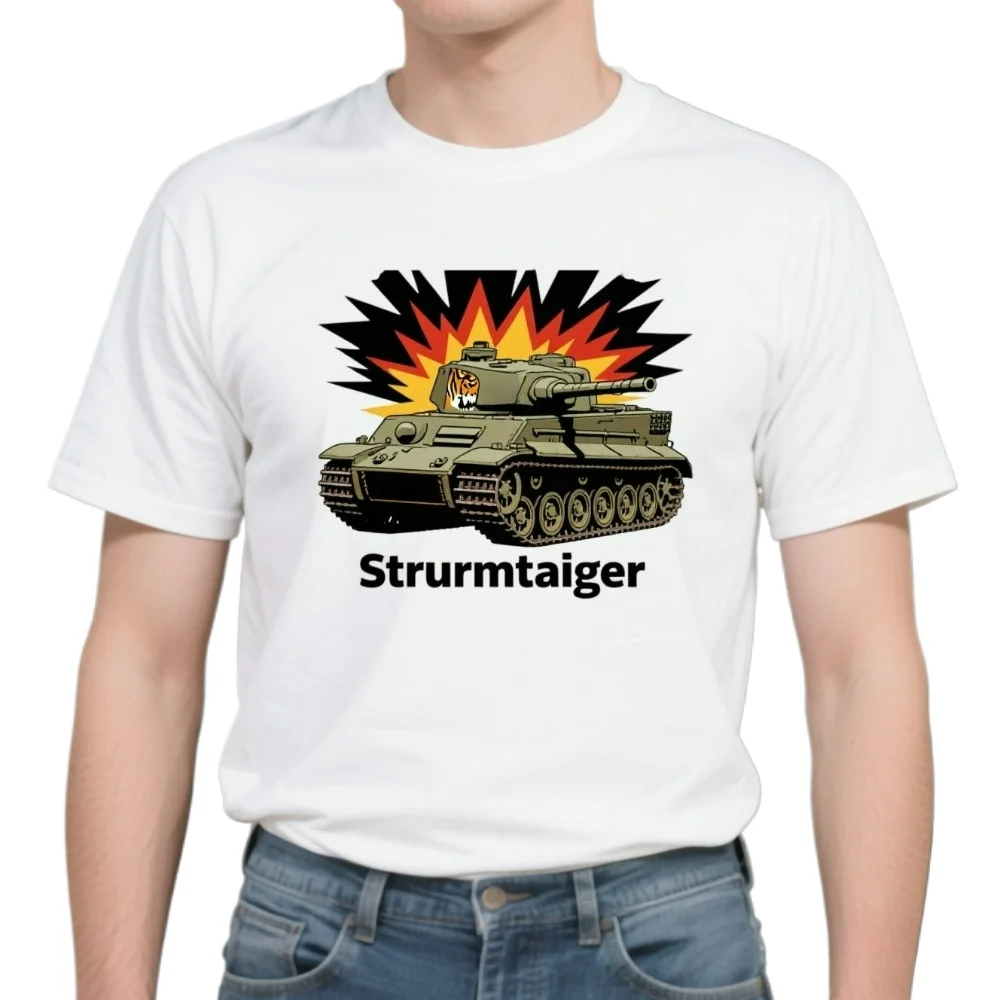 Sturmtiger  Heavy Tank Thunderstorms Tiger Panzer T-Shirt. Summer Cotton Short Sleeve O-Neck Mens T Shirt New S-3XL