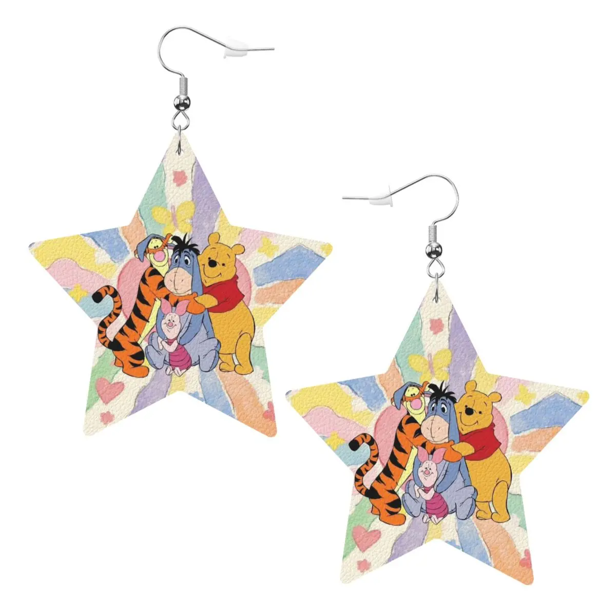 

Custom Winnie The Pooh Leather Teardrop Earrings Fashion For Women Jewelry Accessories For Valentine's Day