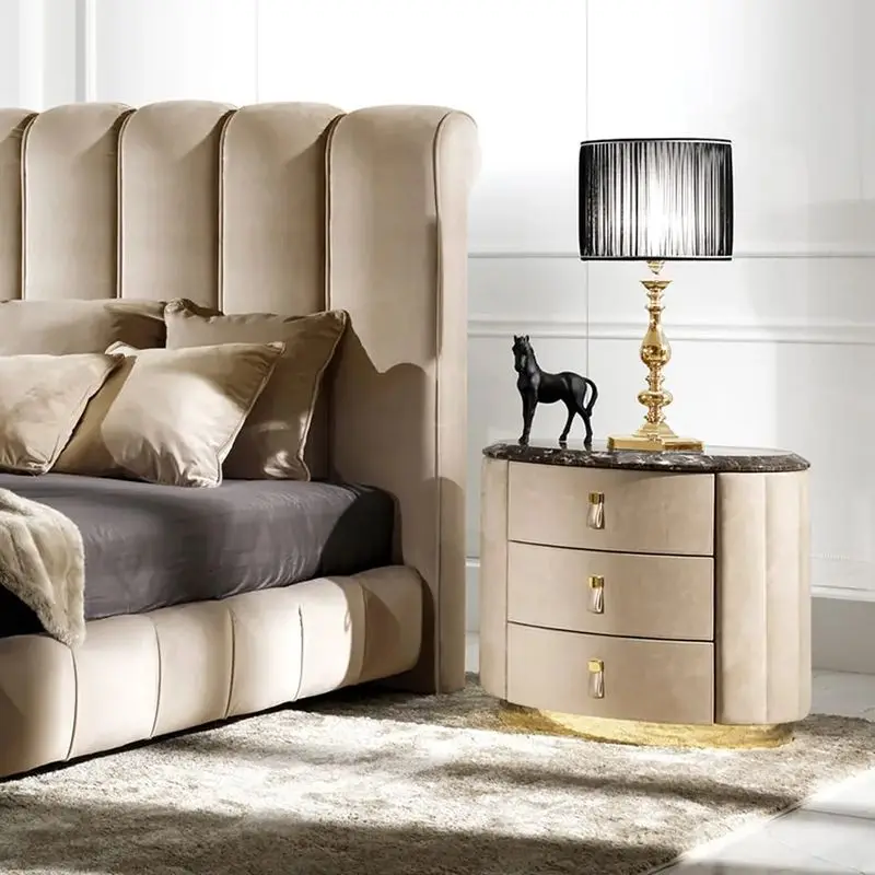 

New design solid wood 2 3 drawer bedside table bedside table luxury marble desktop