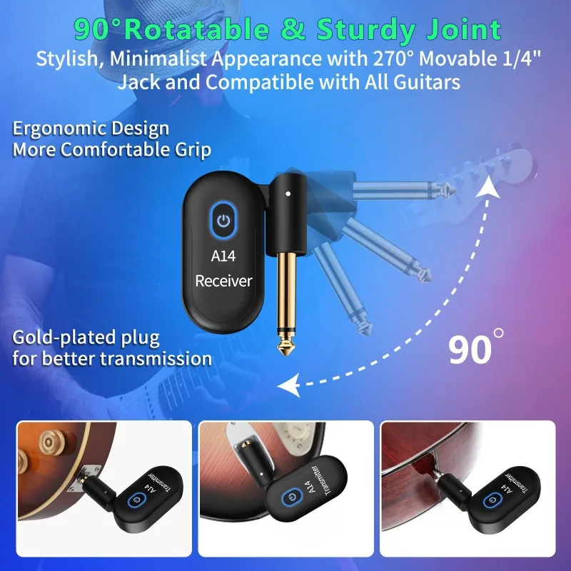 A14 Electric Guitar Bass Wireless Transceiver, Wireless Sound Transmission System Musical Instrument Electric Guitar Universal