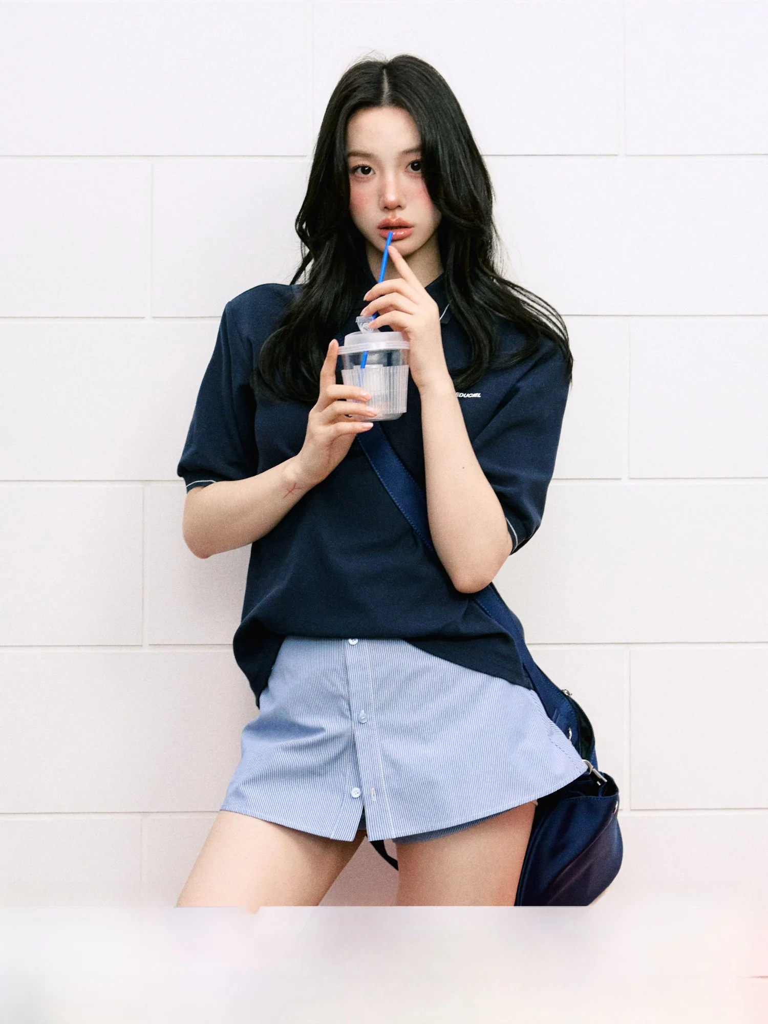 กระโปรงทรงเอลายทางลำลองสำหรับฤดูร้อน La Lune Du Ciel สำหรับผู้หญิง ป้องกันแสงรั่วซึม กระโปรงยาว ผ้าฝ้ายผสมโพลีเอสเตอร์...