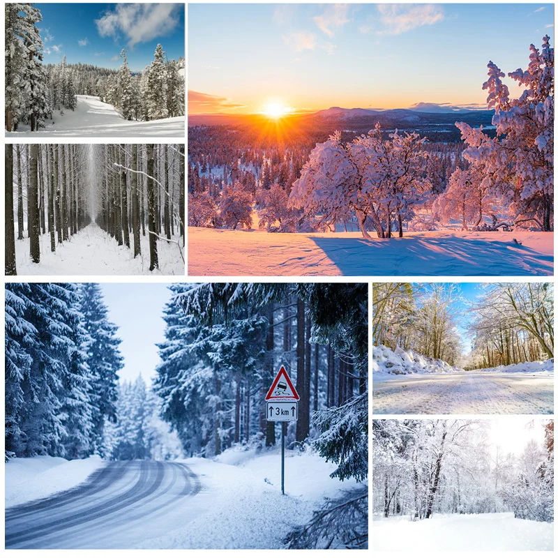 

ZHISUXI Winter Natural Scenery Photography Background Forest Snow Landscape Travel Photo Backdrops Studio Props 21101 XJS-01