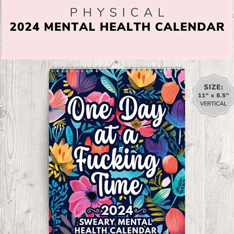 Calendario divertido para la salud Mental 2024, calendario inspirador de sudor 2024, calendario de flores, calendario inspirador de escritorio