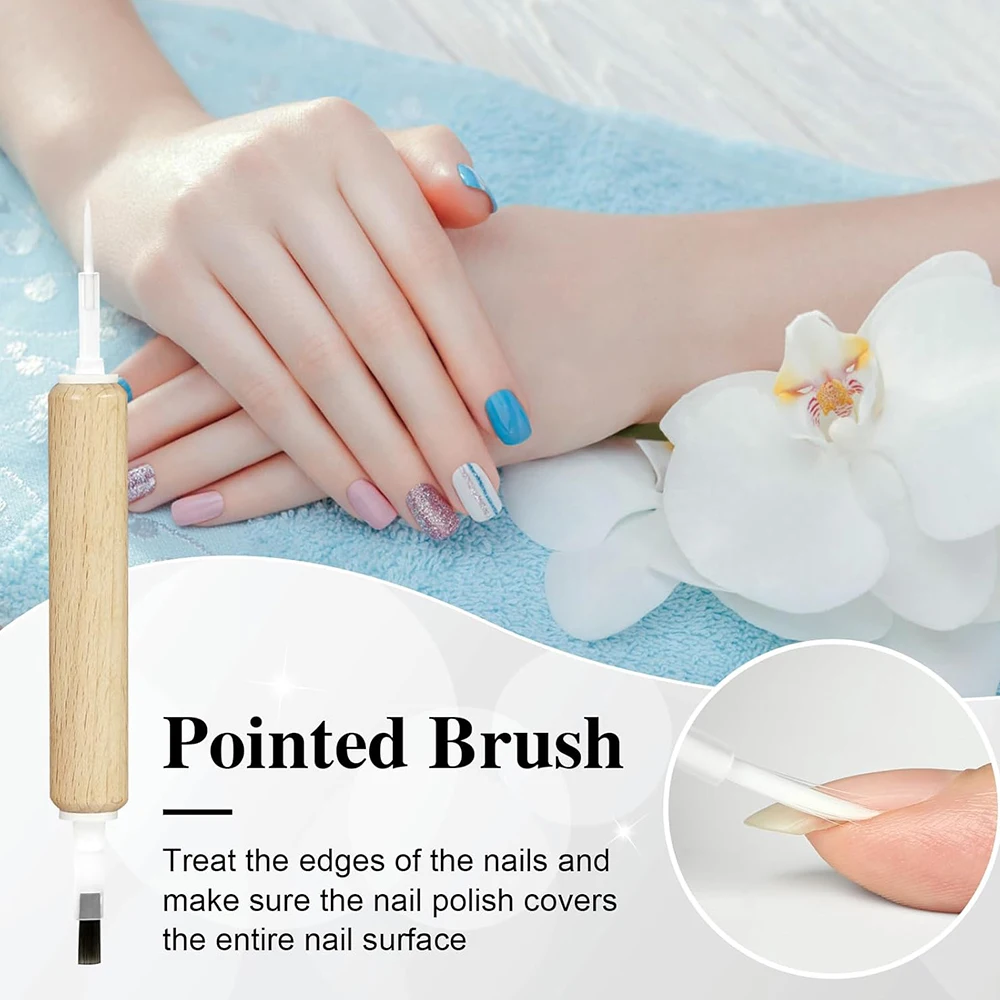 Wood Replacement Nail Polish Brush Dual-Ended Professional Nail Art Brush for Dip Powder Base Coat Gel Polish Acrylic Nail Pens