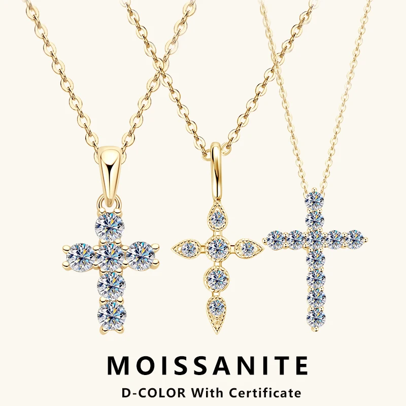 

Сертифицированное Lnngy ожерелье с подвеской в виде креста из муассанита, оригинальное серебро s925, о-цепочка с покрытием из 14-каратного золота, ожерелья для женщин, ювелирные изделия