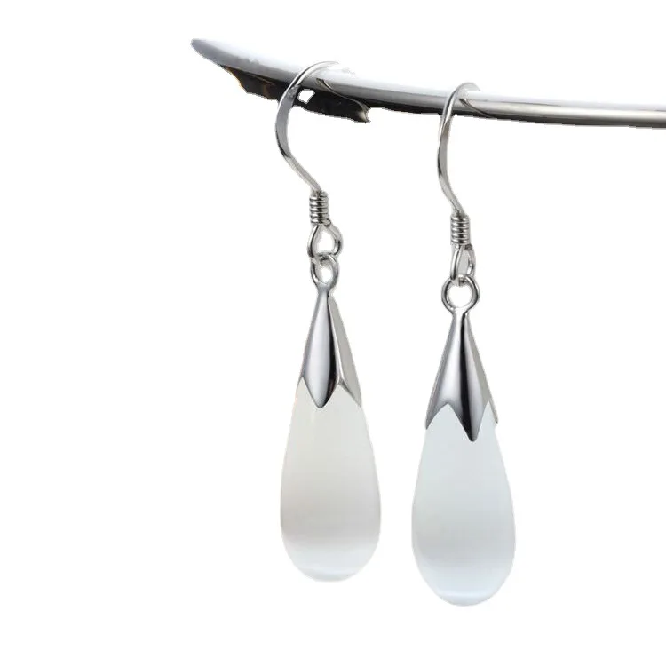 Elegant S925 Sterling Silver Water Drop Earrings Featuring Opal And Synthetic Crystal High Quality Fine Jewelry For Modern Women