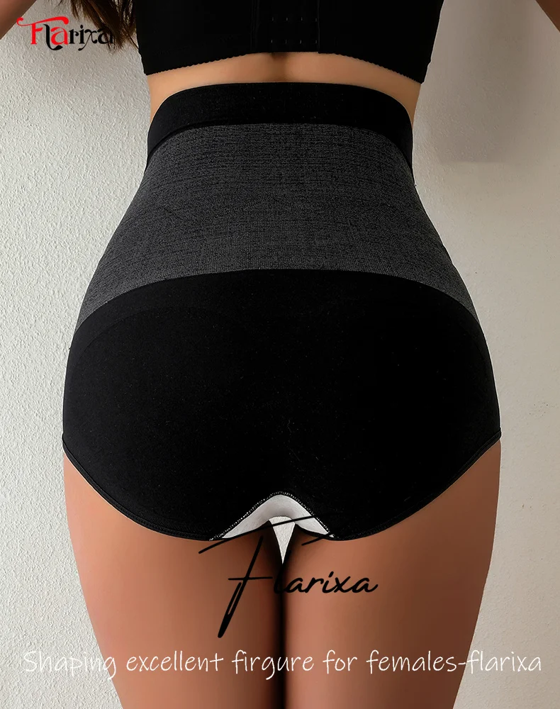 Flarixa High Waist Panties Women Flat Belly Seamless Tummy Control Underwear Slimming Body Shaper Postpartum Briefs Underpants