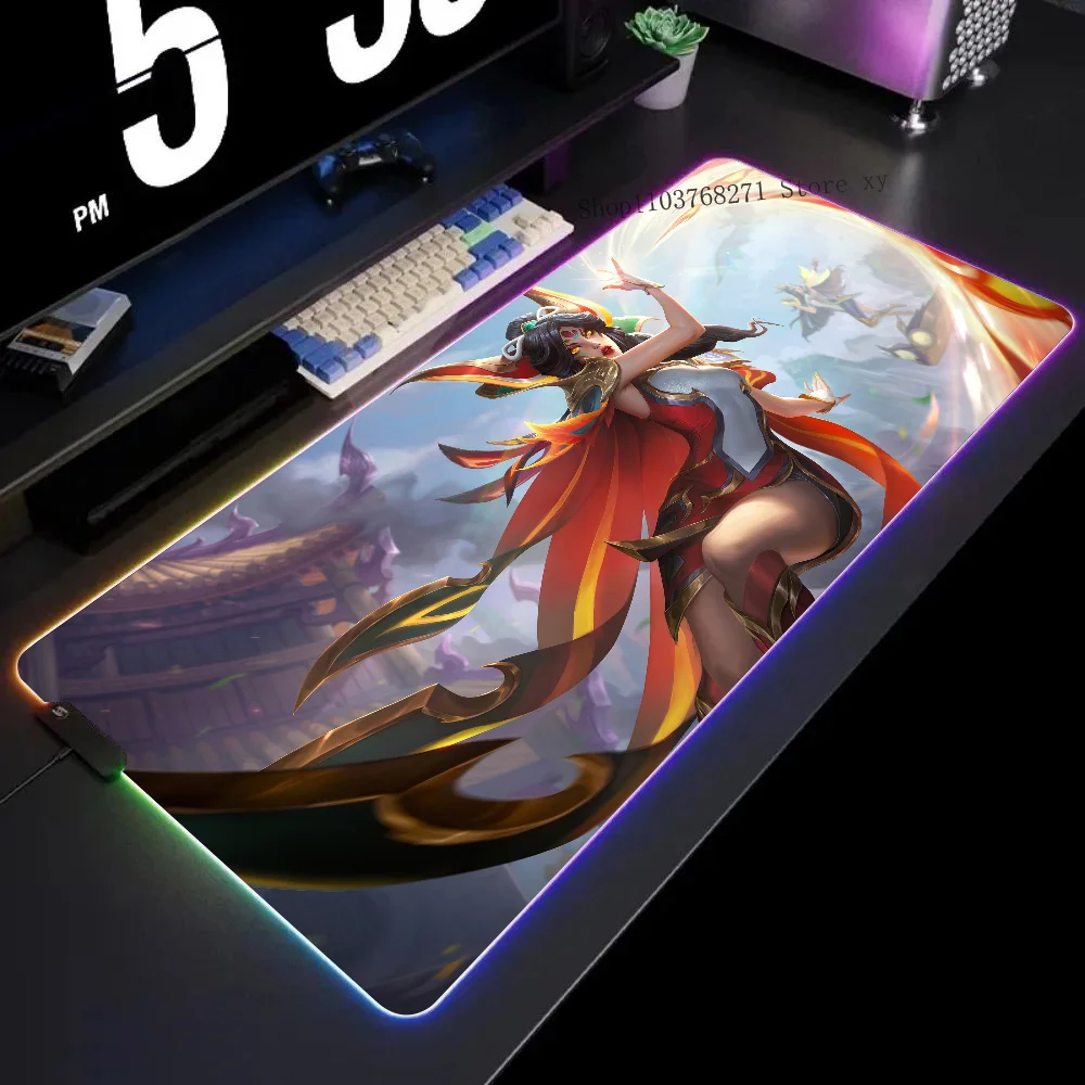 

Xayah League Of Legends Mousepad XXL RGB Gaming Mouse Pads HD Black Gamer Accessories Large LED