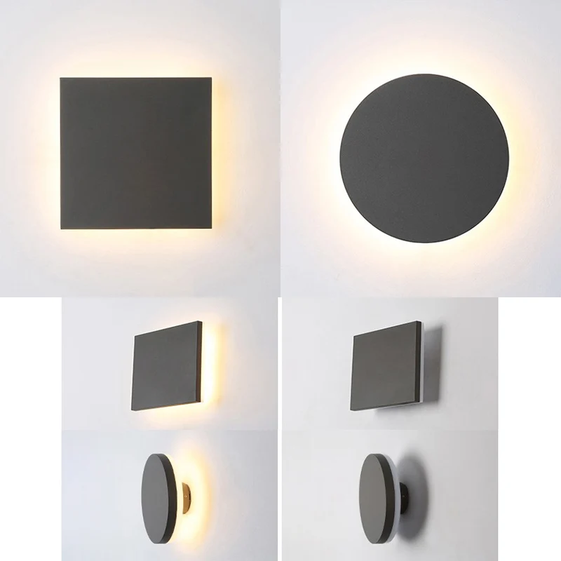 Indoor LED Wall Lamp Living Room Decoration Wall Light Home Lighting Fixture Loft Stair Light Round/Square Aluminum AC90-260V