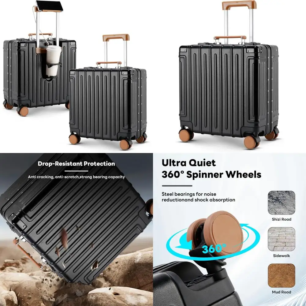 

Одобренная TSA 18-дюймовая легкая ручная кладь с твердой поверхностью, подстаканником и замком TSA, идеально подходит для путешественников