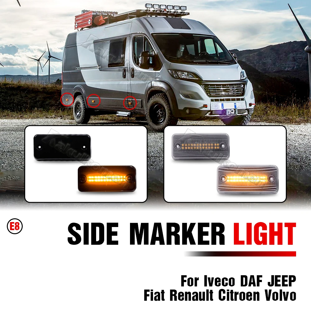 2pcs Dynamic Turn Signal Indicator Light LED Side Marker Lamp For Iveco Fiat Ducato Citroen Relay Peugeot Boxer Renault VOLVO