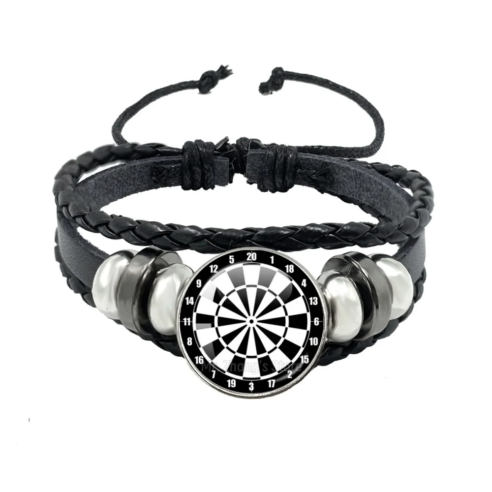 New Style Glass Dome Metal Bracelet Dart Pan Dart Target Creative Gifts Glass Metal 18mm Leather Rope Bracelet Gift