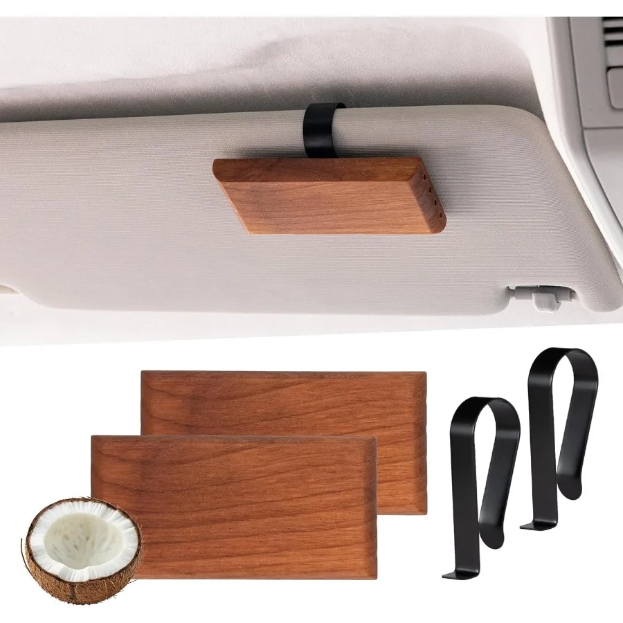 

Деревянные автомобильные ароматы, освежитель воздуха, козырек, зажимы, диффузор для автомобильного интерьера с ароматом кокоса, 2 упаковки, средство для устранения запаха для автомобилей Tr