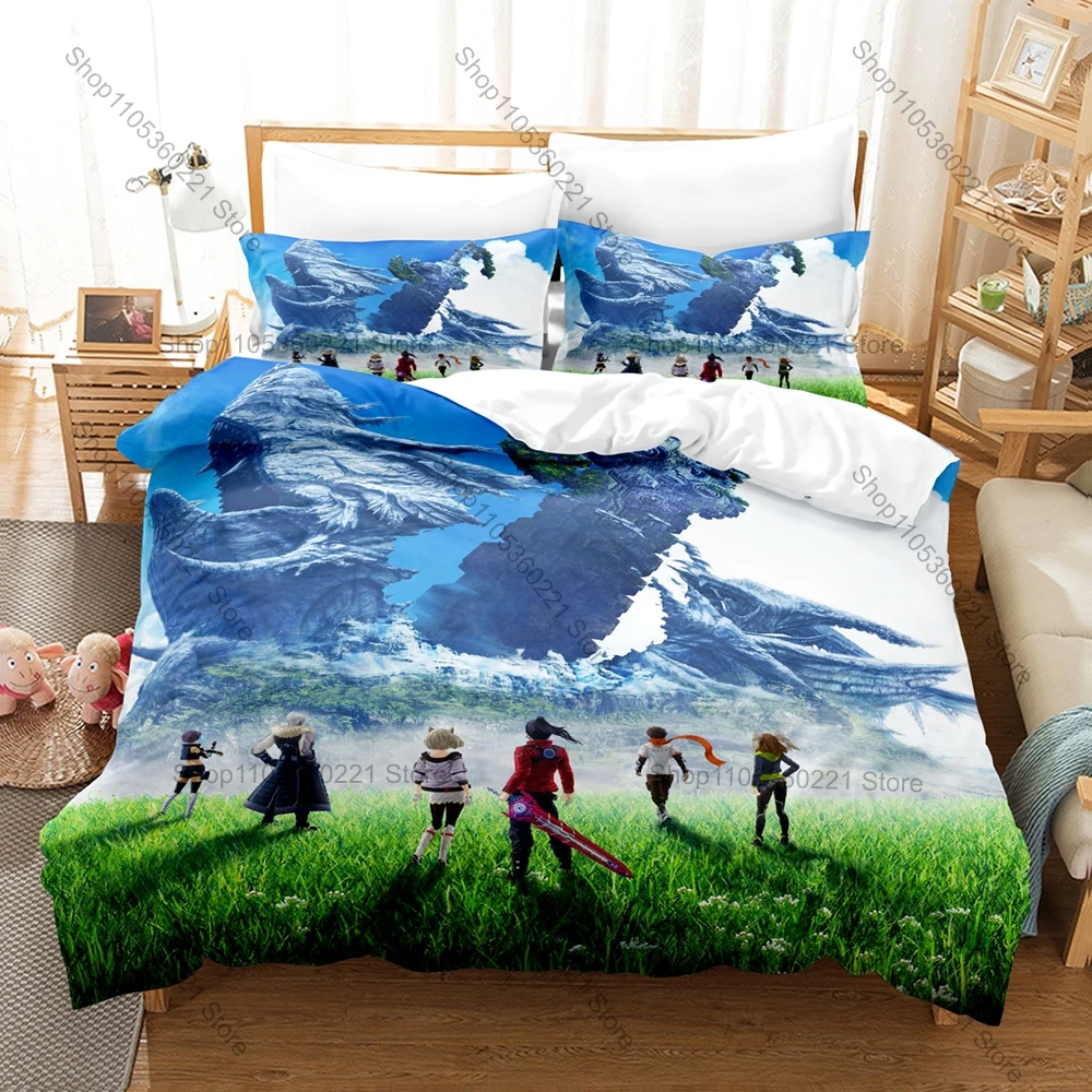 Cool Popular Gaming Bedding Set 3Pcs Xenoblade Chronicles Style Modern Household Bedroom Ornament