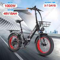 KETELES KS9 Folding Electric Bicycle 1000W Motor 48V18AH Battery Electric Bicycle 20*4.0 Inch Fat Tire All Terrain Electric Bike