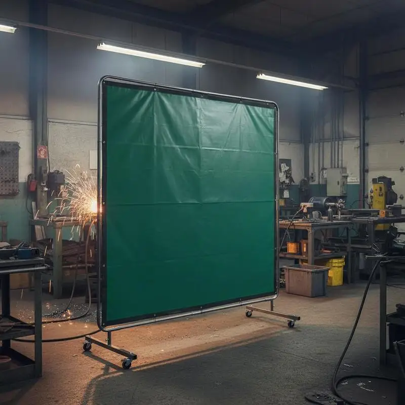

Welding Shielding Panel 6' x 6' For Workshop Industrial Metalwork, Flame-Resistant Vinyl Protection 4 Swivel Wheels 2 Lockable Casters Moveable Professional Green