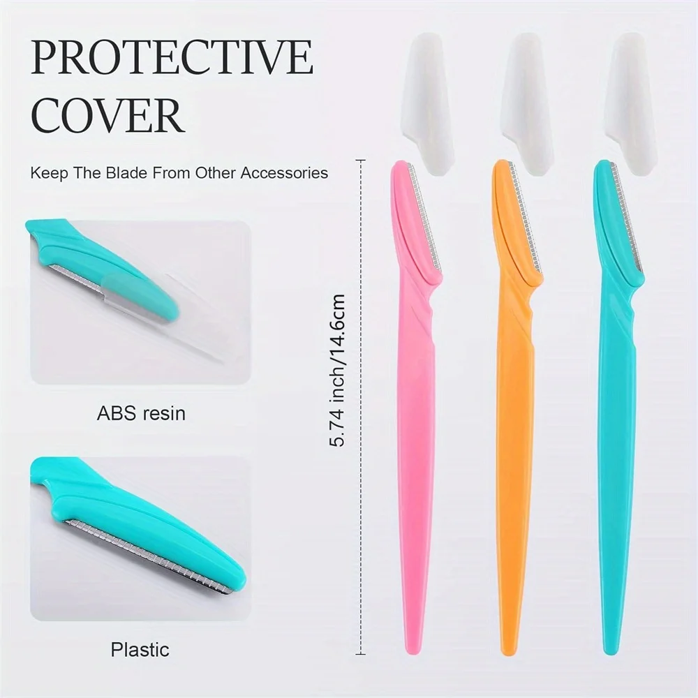 Ensemble de rasoirs à sourcils pour femmes, 21 pièces, épilateur Facial, outil de Dermaplaning avec couvercle de précision, 3 couleurs
