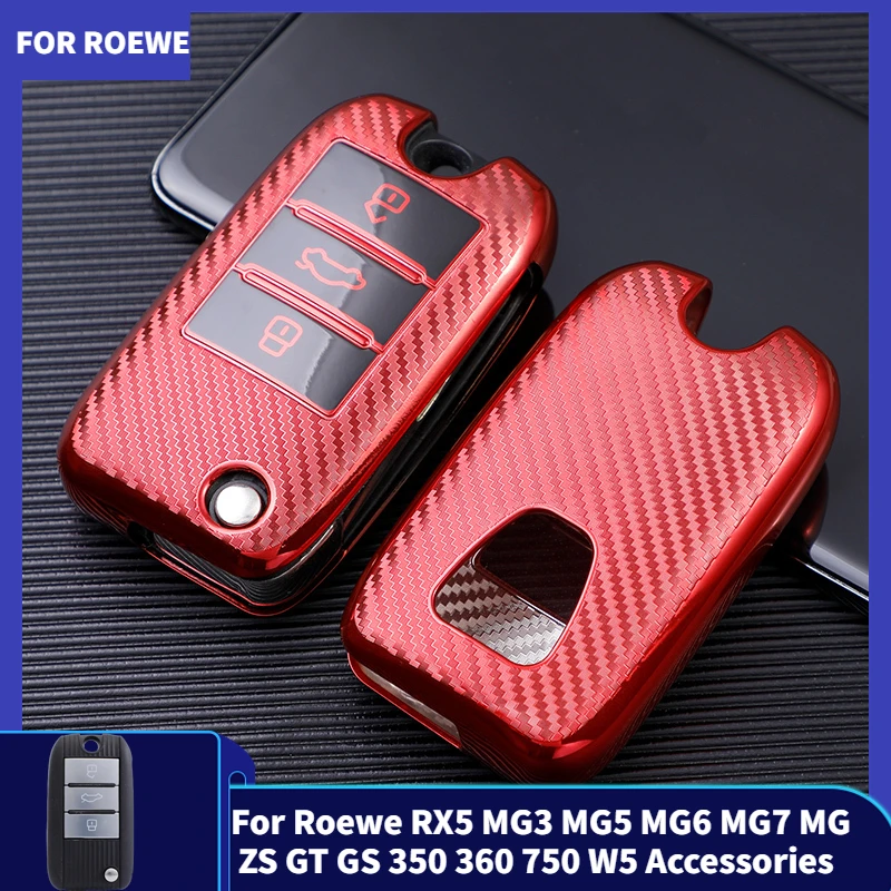 TPU Car Key Case Cover for Roewe RX5 MG3 MG5 MG6 MG7 MG ZS GT GS 350 360 750 W5 Accessories Car-Styling Keychain