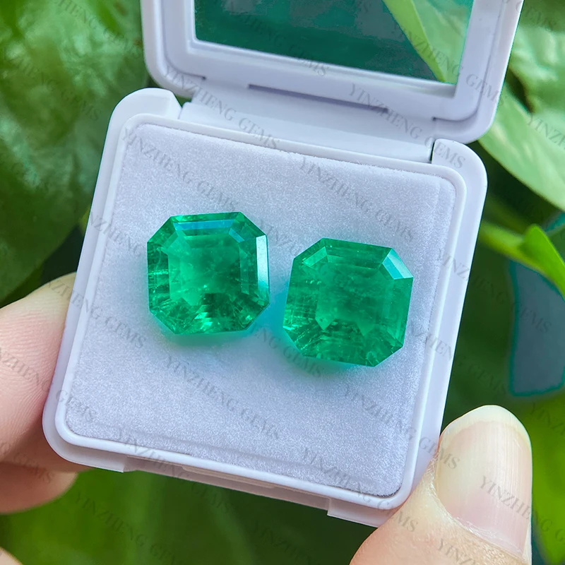 Special Hydrothermal Colombia Emerald Asscher Shape Lab Grown Emerald With AGL Certificate For Earrings Pendant Jewelry Making
