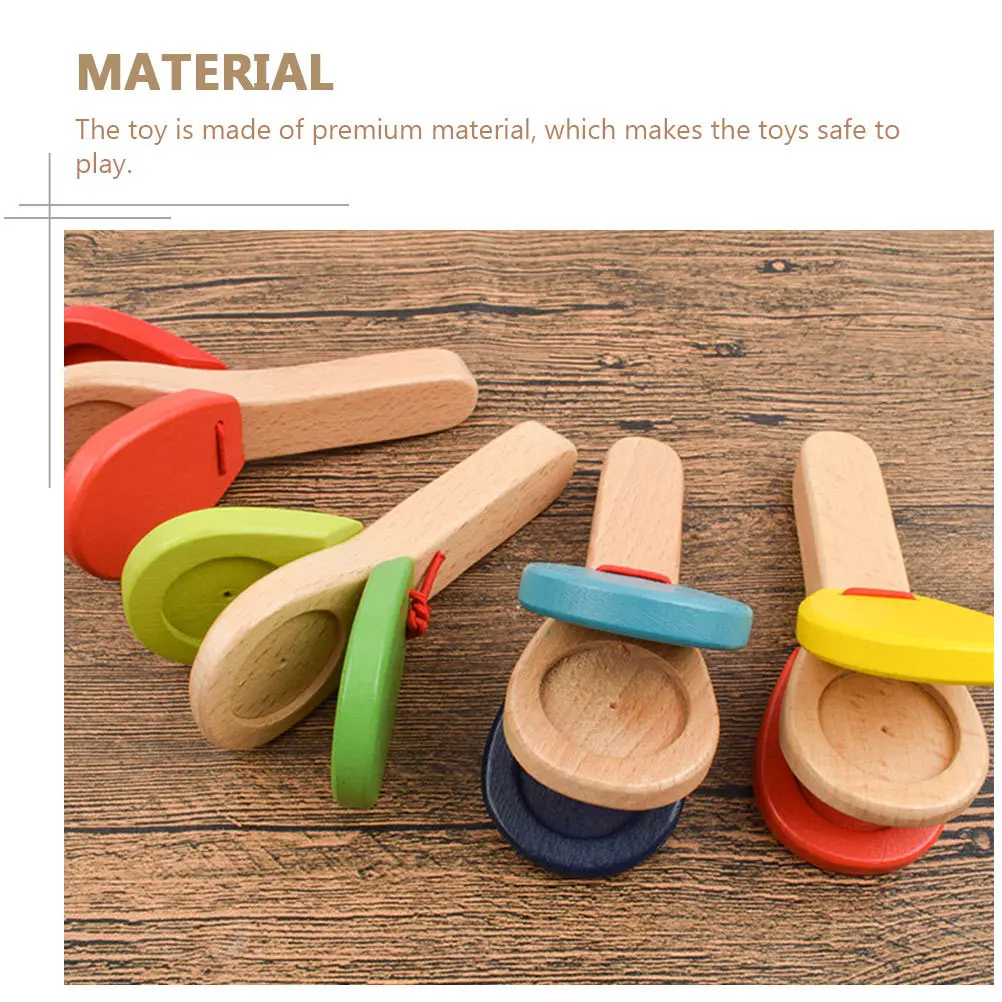 4 قطع من الآلات الموسيقية من كاستانيت أدوات قرع خشبية لتعلم الموسيقى التعليمية المبكرة