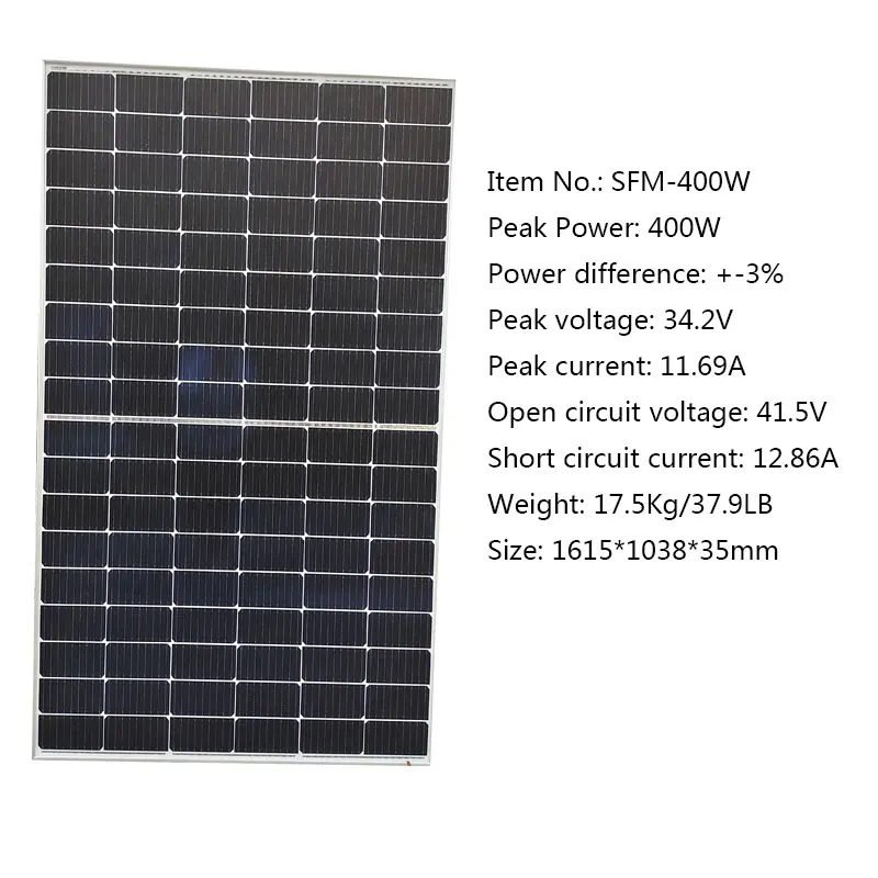 Tempered Glass Solar Panel 400W 2000W 4000W Perc Split Half Cut Cell MBB Off On Grid System 220v 110V Solar Battery Charger Home