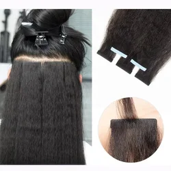 Invisible Tape In Hair Extensions Kinky Straight/Light Yaki Straight Injected Tape ins Remy Black Core Glue Seamless 20PCS